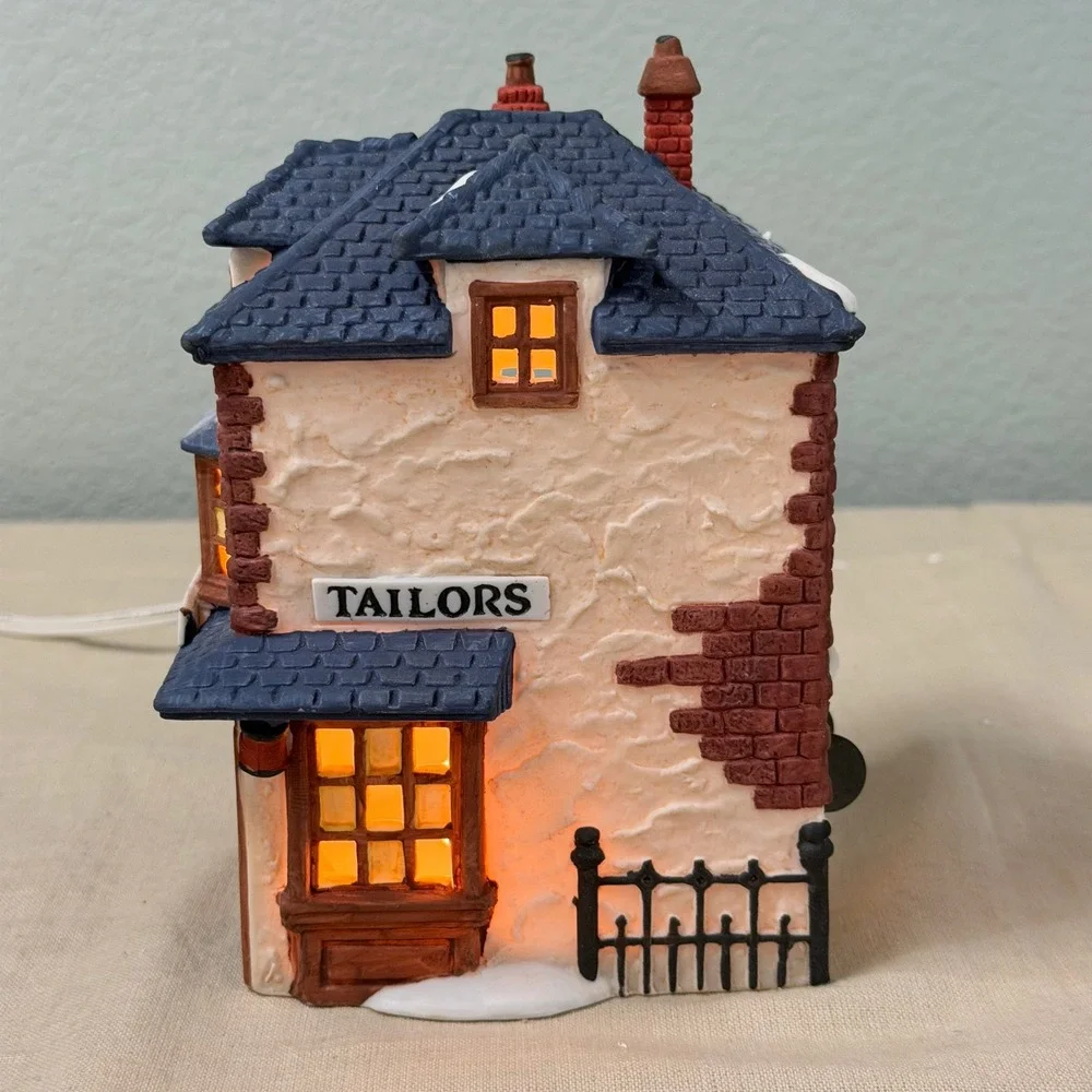 Walpole Tailors Lighted Christmas Village House English Storefront Decor 7 Inch